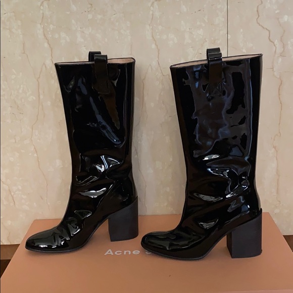 Acne Studios Shoes - Acne studios bamy black patent leather boots 37/7